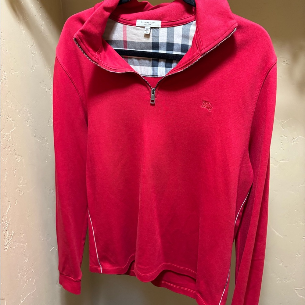 Burberry Men's Red Quarter Zip Sweater